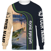 Load image into Gallery viewer, Personalized name gone fishing full printing hoodie, zip up, sweater