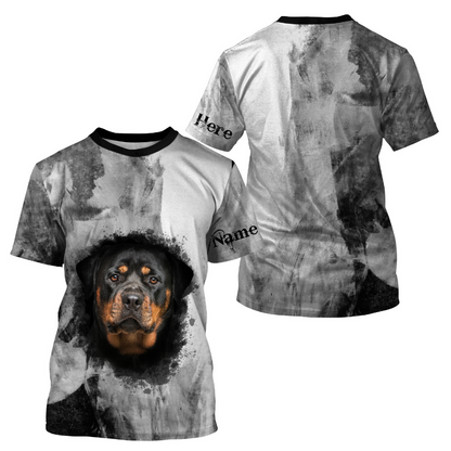 Love Rottweiler Hoodie Long Sleeve T-shirt| Custom Name All Over Print Rottweiler Shirt for Dog Owner JTSD278