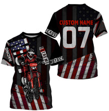 Load image into Gallery viewer, Personalized Motocross Jersey UPF30+, American Flag Dirt Bike Racing Shirt, Off-Road Rider Racewear| NMS400