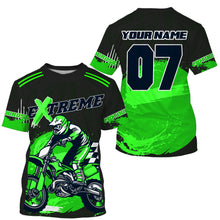 Load image into Gallery viewer, Personalized green UPF30+ Motocross riding jersey for kid men women racing off-Road motorcycle PDT11