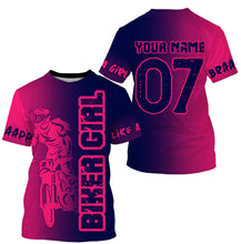 Load image into Gallery viewer, Personalized Biker Girl Jersey UPF30+ Pink&amp;Navy Brap Motocross Female Riders Adult&amp;Kid Dirt Bike Jersey| NMS759