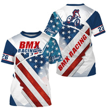 Load image into Gallery viewer, Patriotic adult kid BMX jersey USA bicycle motocross cycling tops UPF30+ American BMX riding shirt| SLC24