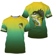 Load image into Gallery viewer, Largemouth Bass fishing custom name with angry bass ChipteeAmz&#39;s art UV protection shirts AT001