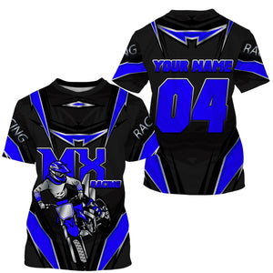 Customized name&number MX riding jersey blue kids men women Motocross racing UV off-road motorcycle PDT154