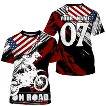 Load image into Gallery viewer, American flag personalized UPF30+ Motocross jersey MX racing biker extreme motorcycle shirt PDT13