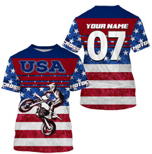 Load image into Gallery viewer, Personalized USA Motocross Jersey UPF30+ Patriotic MX Riding Shirt American Off-Road Adult&amp;Kid Jersey| NMS728