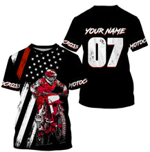Load image into Gallery viewer, Custom motocross jersey American kid&amp;adult UPF30+ red dirt bike racing off-road motorcycle shirt| NMS879