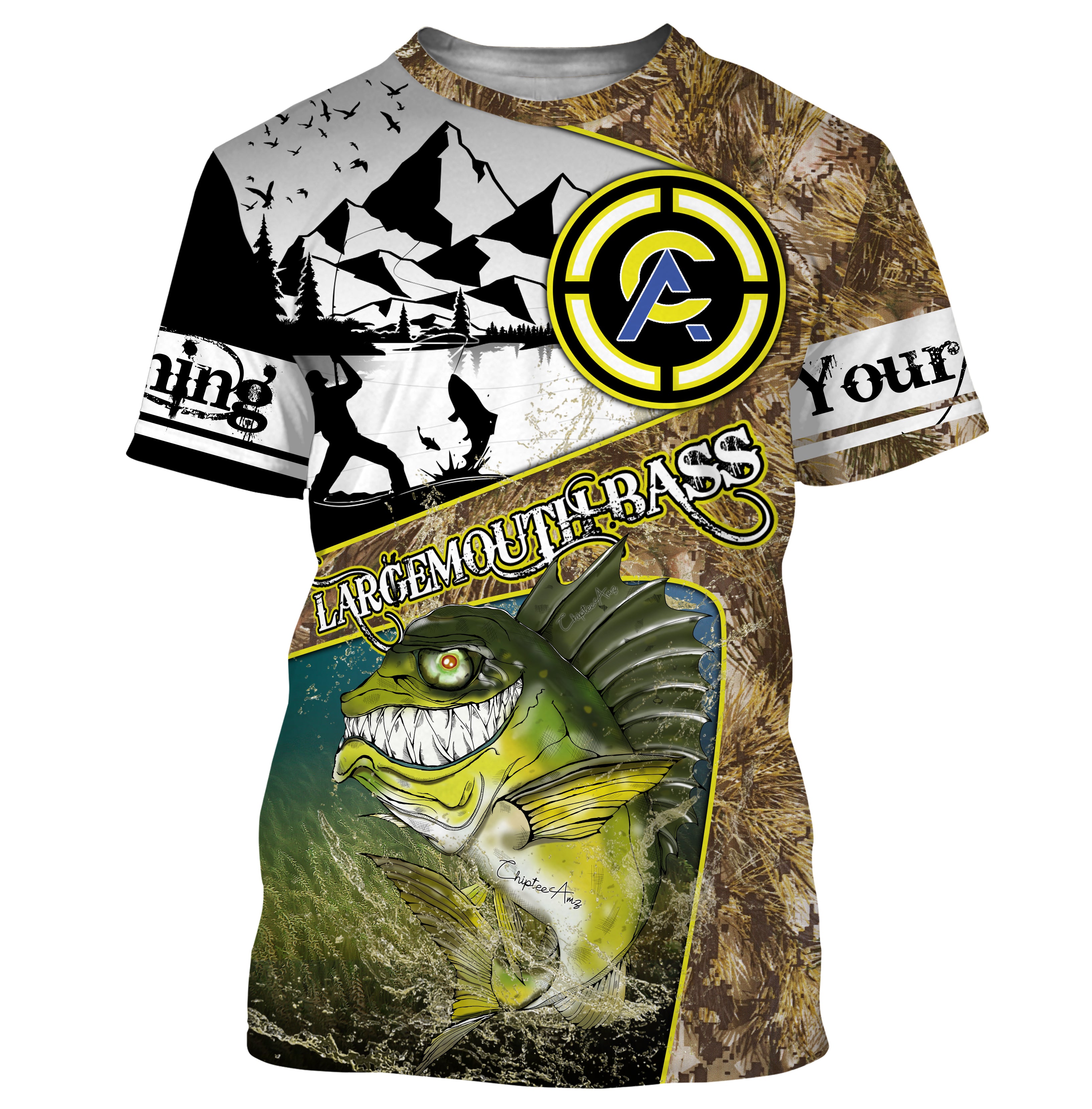 Largemouth Bass fishing custom name with angry bass ChipteeAmz's