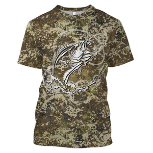 Bass fishing camo all over print shirts personalized gift TATS66