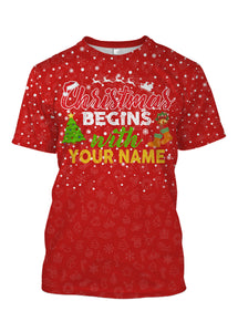 Christmas begins with my name funny christmas gift shirts, hoodie, long sleeves