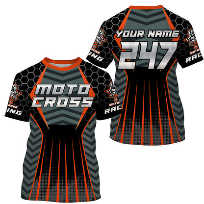 Personalized orange Motocross jersey men women kid racing UPF30+ biker off-road motorcycle shirt PDT303