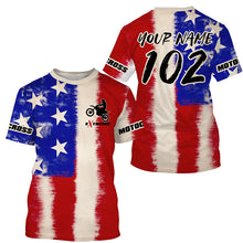 Load image into Gallery viewer, USA Flag Motocross jersey kid men women UPF30+ off-road custom dirt bike Patriotic motorcycle shirt PDT400