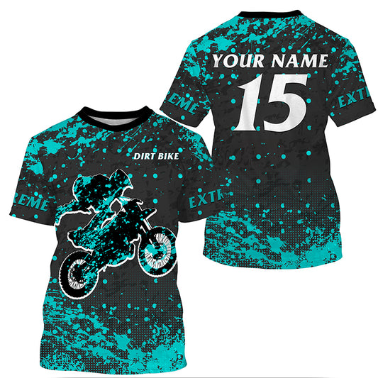 Custom dirt bike jersey men women youth UV protective extreme blue Motocross racing shirt PDT362