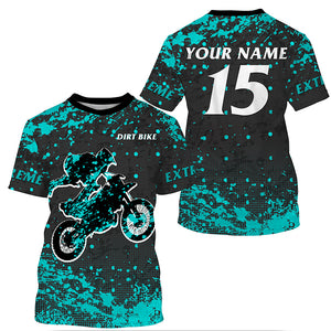 Custom dirt bike jersey men women youth UV protective extreme blue Motocross racing shirt PDT362