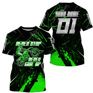 Green kid men women Motocross jersey UPF30+ extreme custom dirt bike racing shirt off-road PDT388