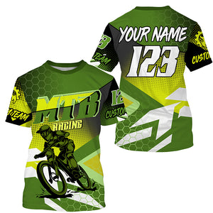 Kids adult MTB jersey UPF30+ mountain bike shirt Green downhill cycling clothes boys girls| SLC249