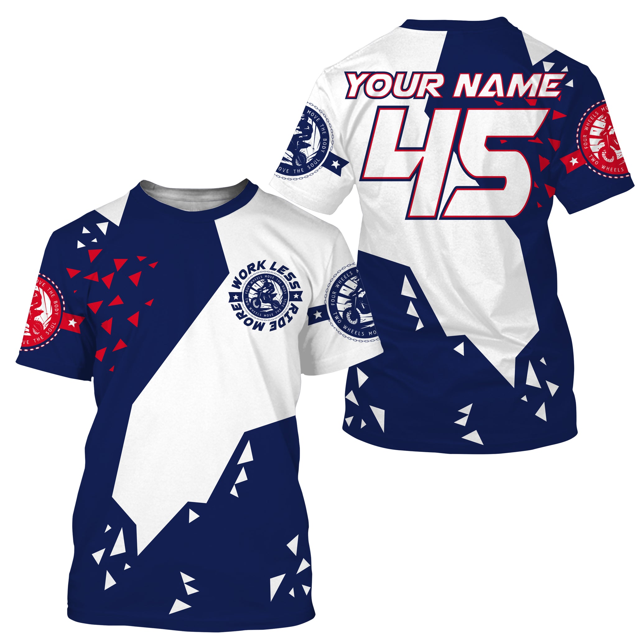 Kids men women motocross jerseys custom name&number blue white