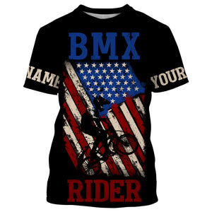 American Mountain Bike Jersey, BMX Rider Custom Patriotic Shirt for Cyclist, Bike Rider| JTS438