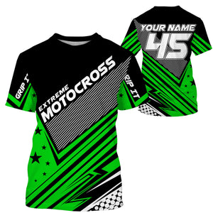 Personalized Motocross Racing Jersey UPF30+ Adults & Kid Star Green Dirt Bike MX Motorcycle Off-road| NMS683