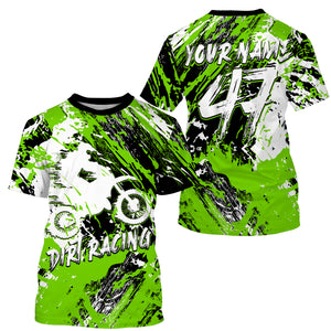 Personalized green Motocross jersey dirt bike kids boy girl racing extreme UPF30+ motorcycle shirt PDT206