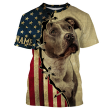 Load image into Gallery viewer, Pitbull T-shirt Long Sleeve Hoodie| Custom All Over Print USA Flag Pitbull Shirt for Dog Dad Dog Mom JTSD287