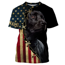 Load image into Gallery viewer, Labrador Retriever T-shirt Long Sleeve Hoodie| Custom All Over Print USA Flag Black Labrador Shirt| JTSD285