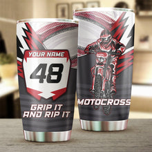 Load image into Gallery viewer, Motocross Personalized Tumbler, Grip It and Rip It Motorcycle Off-road Dirt Bike Rider Drinkware| NMS379
