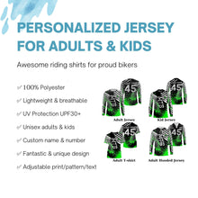 Load image into Gallery viewer, Mountain bike jersey UPF30+ Green MTB shirt kids adult custom downhill cycling gear boys girls| SLC248