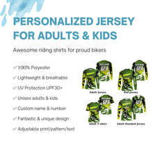 Load image into Gallery viewer, Kids adult MTB jersey UPF30+ mountain bike shirt Green downhill cycling clothes boys girls| SLC249