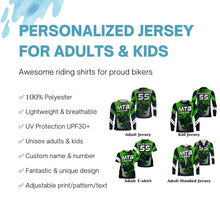 Load image into Gallery viewer, Mountain bike shirt kids UPF30+ MTB jersey for boys girls Green downhill shirt mens cycling gear| SLC247