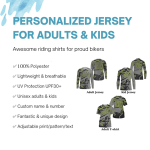 Camouflage MTB riding jersey kids youth UPF30+ mountain bike shirt mens cycling jersey boys girls| SLC264