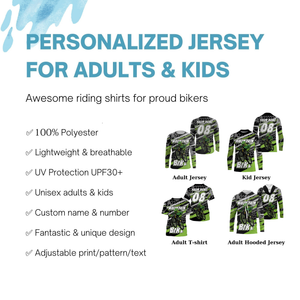 Green MTB jersey UPF30+ mountain bike jersey kids bike shirt mens downhill clothes cycling gear| SLC256