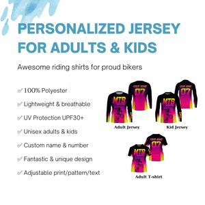 Pink MTB racing jersey girls boys UPF30+ mountain bike gear mens cycling jersey kids riding shirt| SLC277