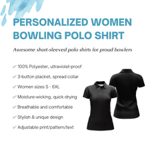 Load image into Gallery viewer, Blue&amp;Red Bowling Polo Shirt For Women Custom Bowling Jersey With Name Bowling Team League Shirt BDT107