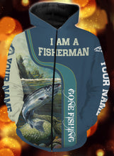 Load image into Gallery viewer, I am a fisher man salmon fishing full printing shirt and hoodie - TATS50