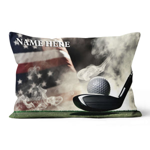 Smoke American Flag Custom Golf Pillow Patriotic Personalized Golf Gifts LDT1188