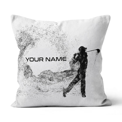 Silhouette Golf Player Custom Throw Pillow Personalized Golfing Gifts LDT1125