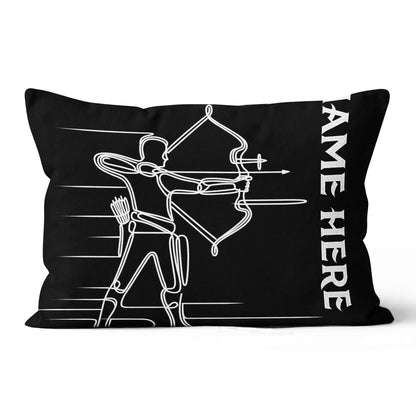 Personalized Men Archer Line Drawing Black Pillow, Archery Pillow Gifts TDM0858