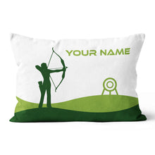 Load image into Gallery viewer, Custom Green White Archery Women Player Pillow, Best Decorative Pillows TDM0766