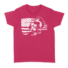 Load image into Gallery viewer, Turkey Hunting American flag women&#39;s T-shirt gifts for hunter - FSD1318D06