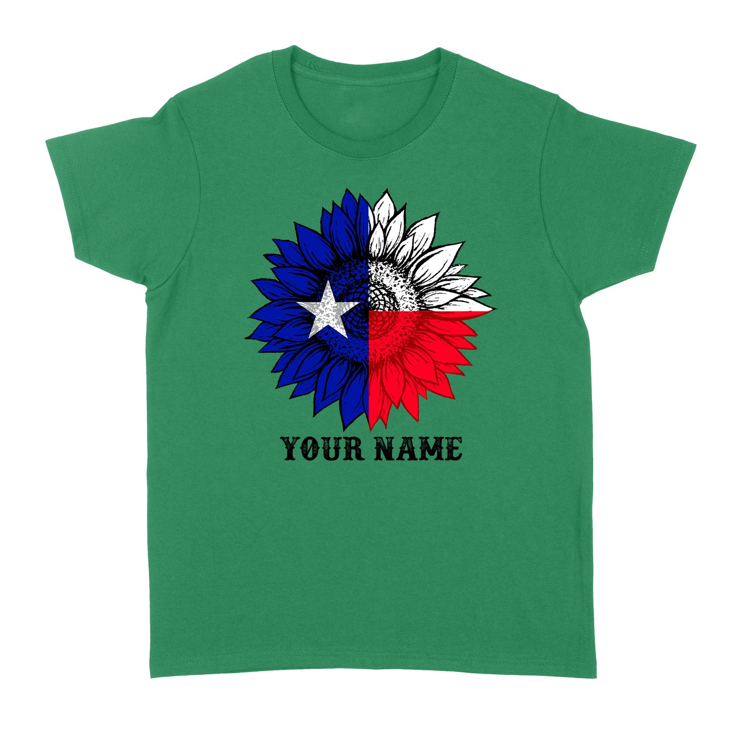 Texas flag sunflower customized name patriot Texas state flag Women's T-shirt D03 NQS2495