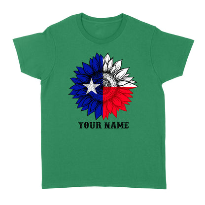 Texas flag sunflower customized name patriot Texas state flag Women's T-shirt D03 NQS2495