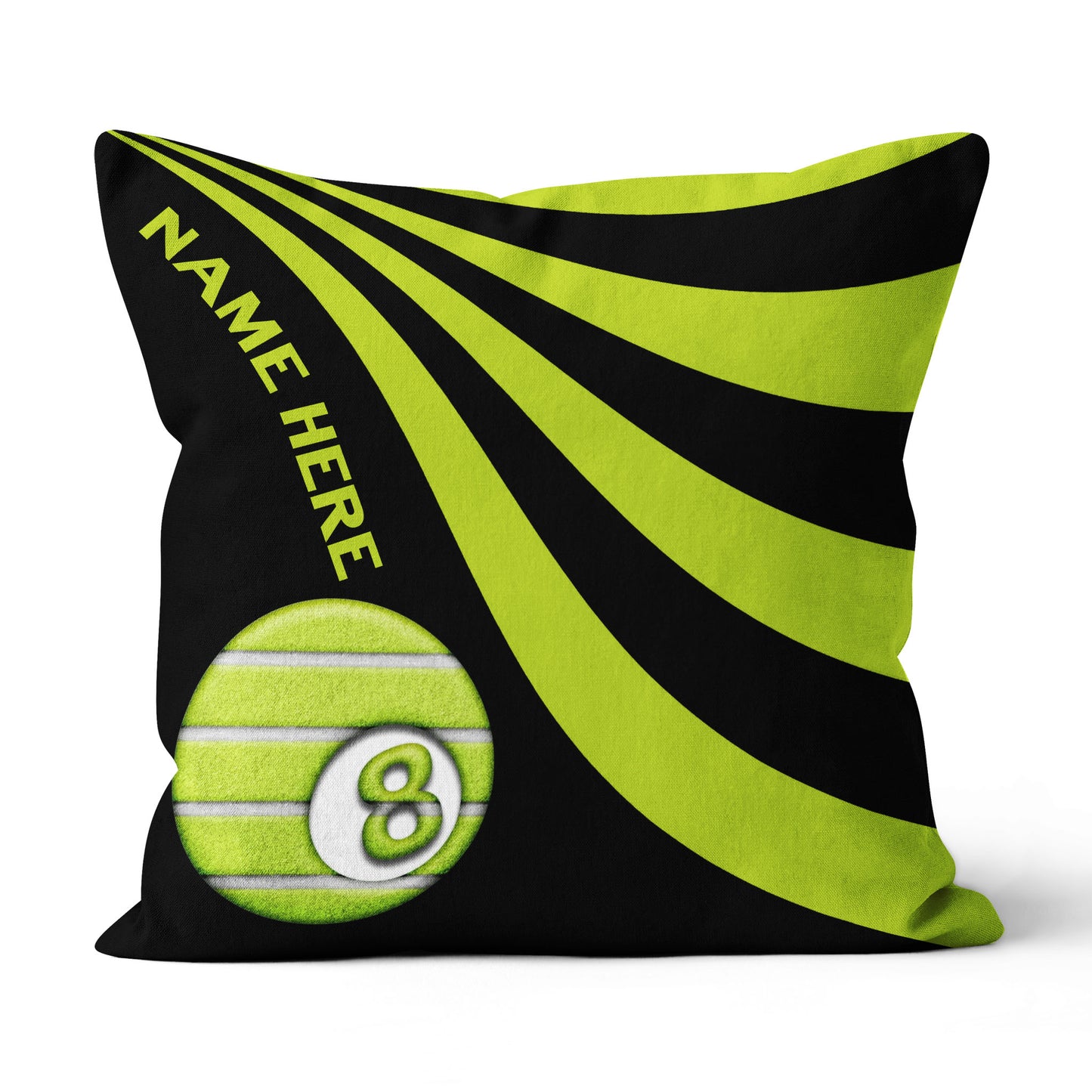 Customized Black And Lime Green Funny Billiard Pool Tennis Throw Pillows TDM0861