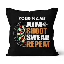 Load image into Gallery viewer, Aim Shoot Swear Repeat Vintage Custom Darts Pillow Personalized Gifts LDT1121
