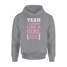 Load image into Gallery viewer, Yeah I shoot like a girl - Standard Hoodie