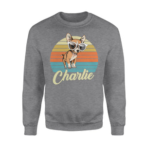 Custom name awesome Chihuahua 1970s vintage retro personalized gift - Standard Crew Neck Sweatshirt