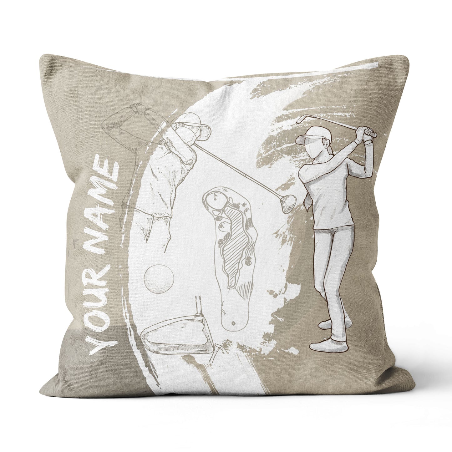 Retro Hand Drawn Golfer Custom Pillow Personalized Golf Gifts For Golfer LDT1145