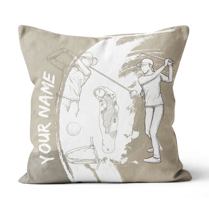 Retro Hand Drawn Golfer Custom Pillow Personalized Golf Gifts For Golfer LDT1145