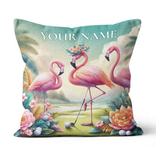 Load image into Gallery viewer, Golf Flamingo Tropical Custom Pillow Personalized Golf Gifts For Golfer LDT1171