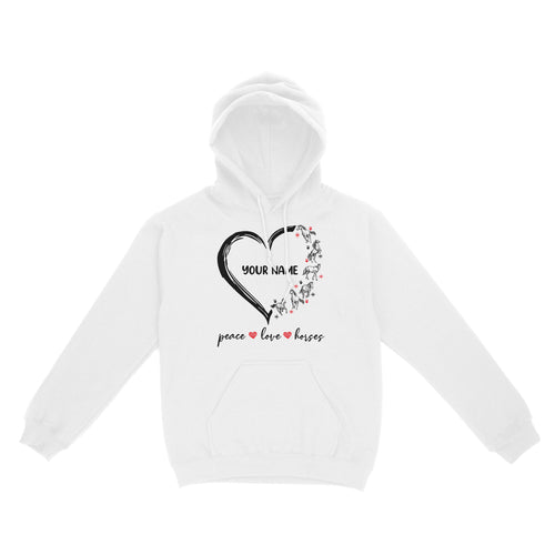 Peace love horses tattoo customized name horse shirt for girl, horse shirts D06 NQS2908 - Standard Hoodie